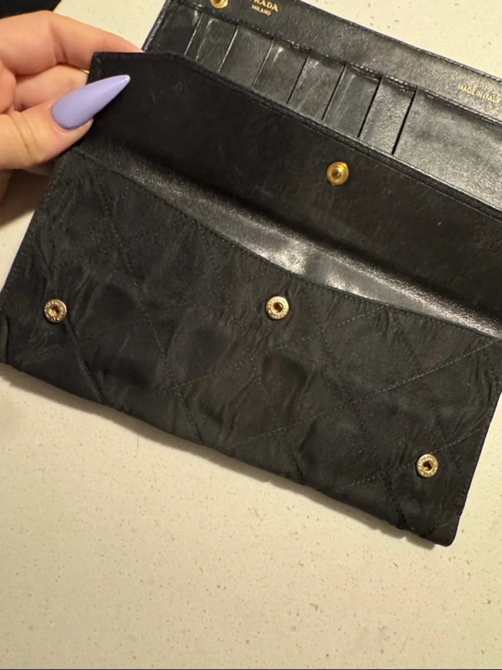Prada Black Quilted Fold-Over Wallet - Picture 5 of 11